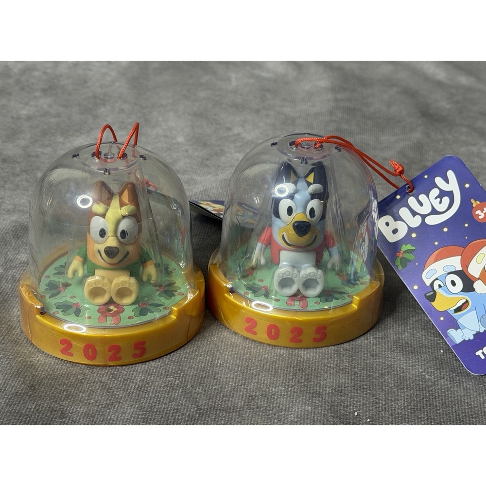 Bluey & Bingo 2025 Christmas Ornaments Dome Figures Set of 2 Kids Decor